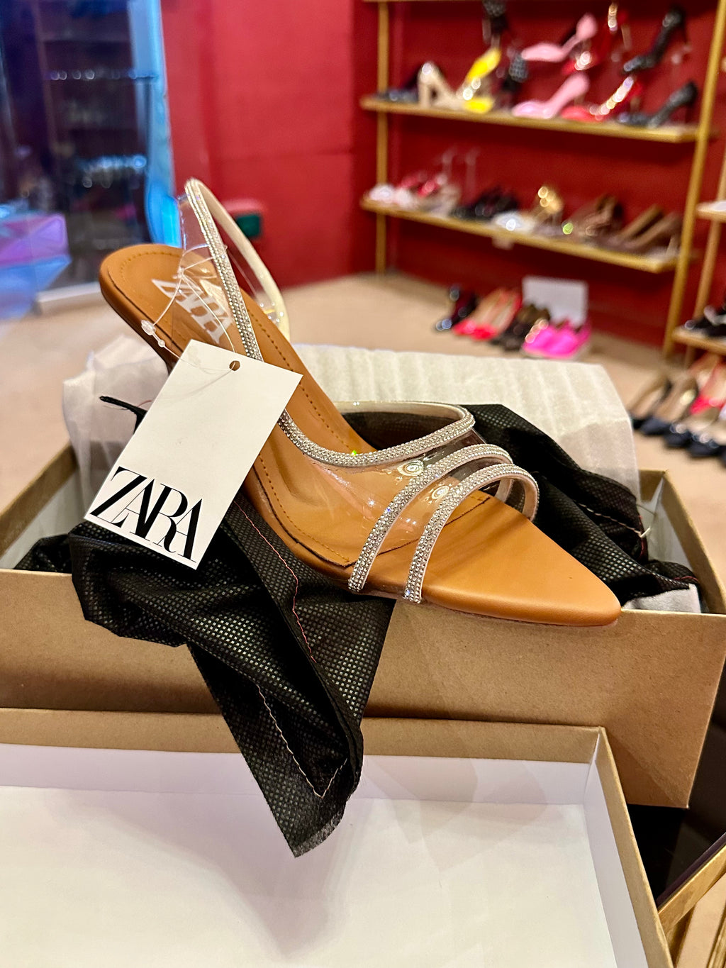 Imported rhinestone heels