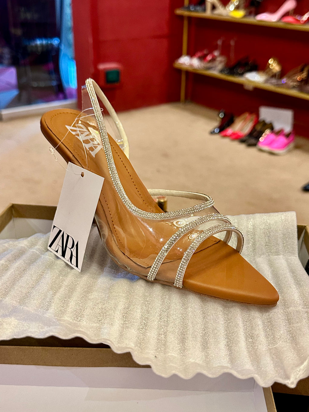 Imported rhinestone heels