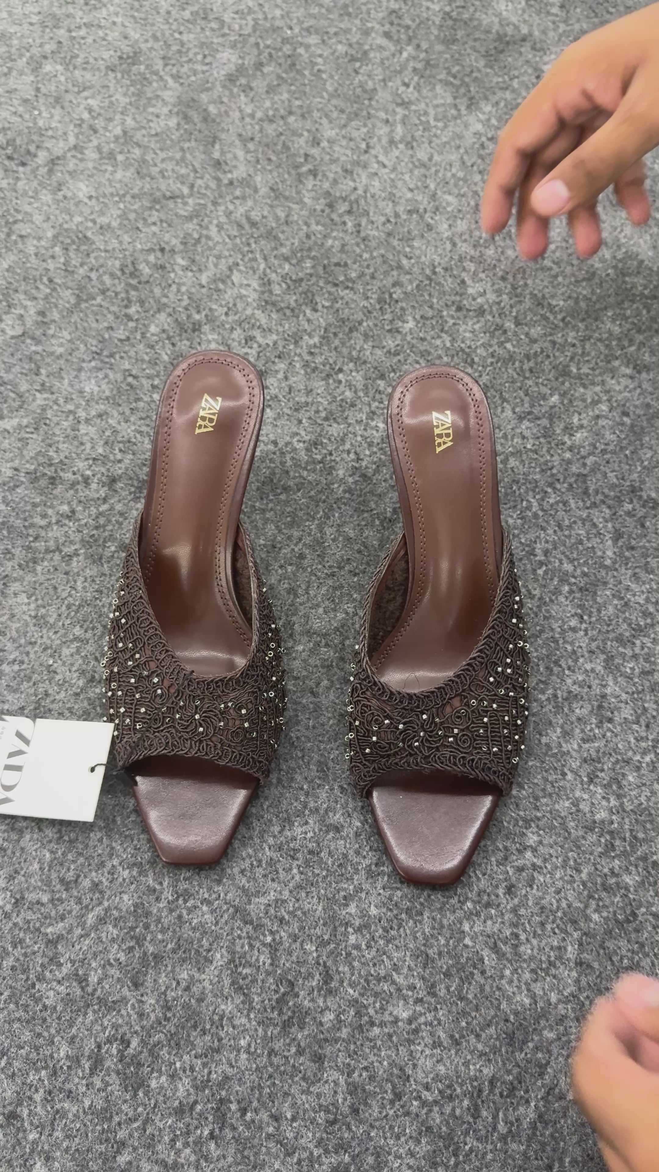 SHINY FABRIC MULE SANDALS