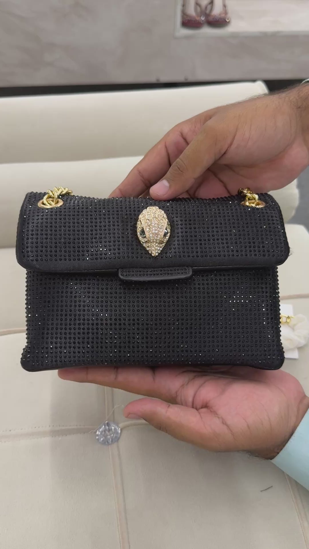 MINI KENSINGTON BLACK CRYSTAL BAG