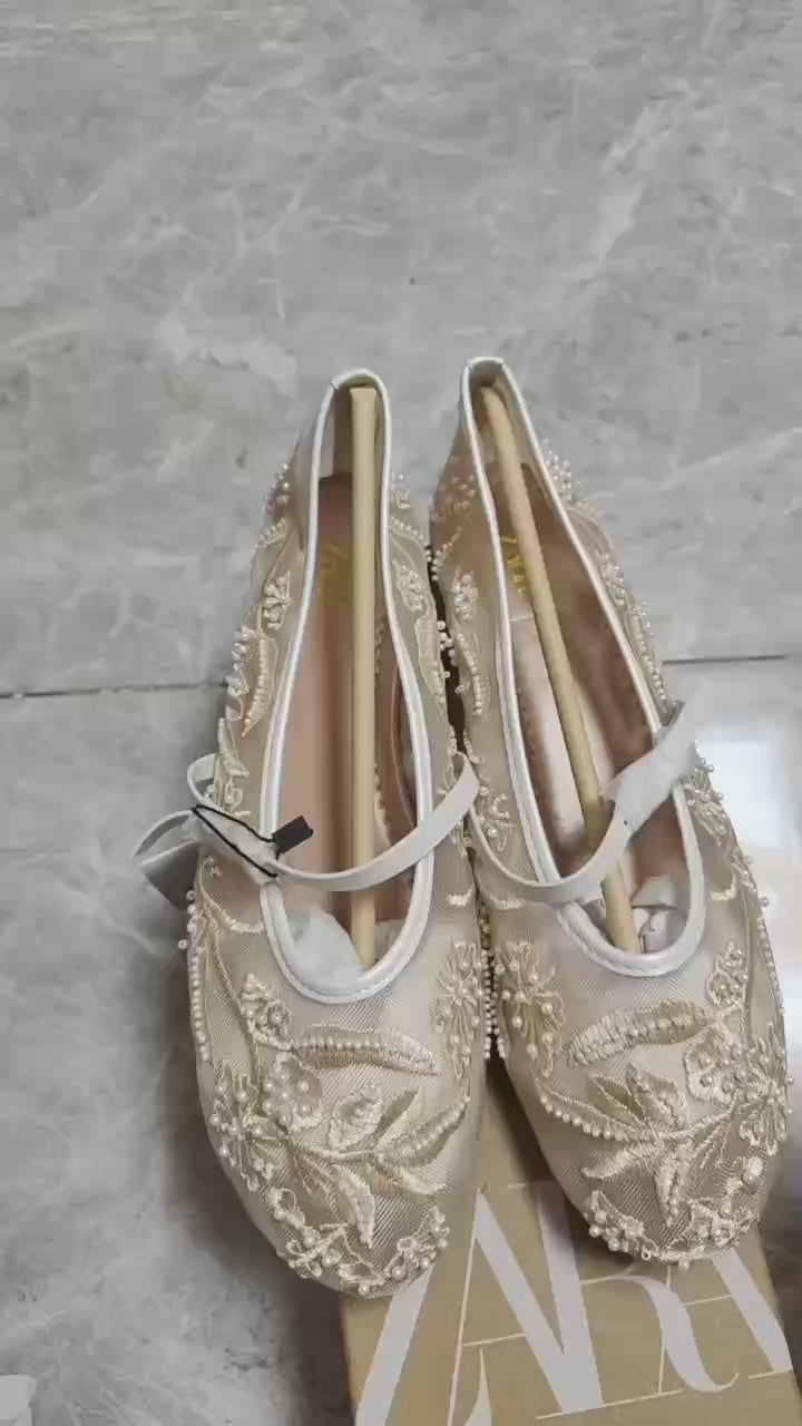EMROIDERY PEARLS BALLERINAS