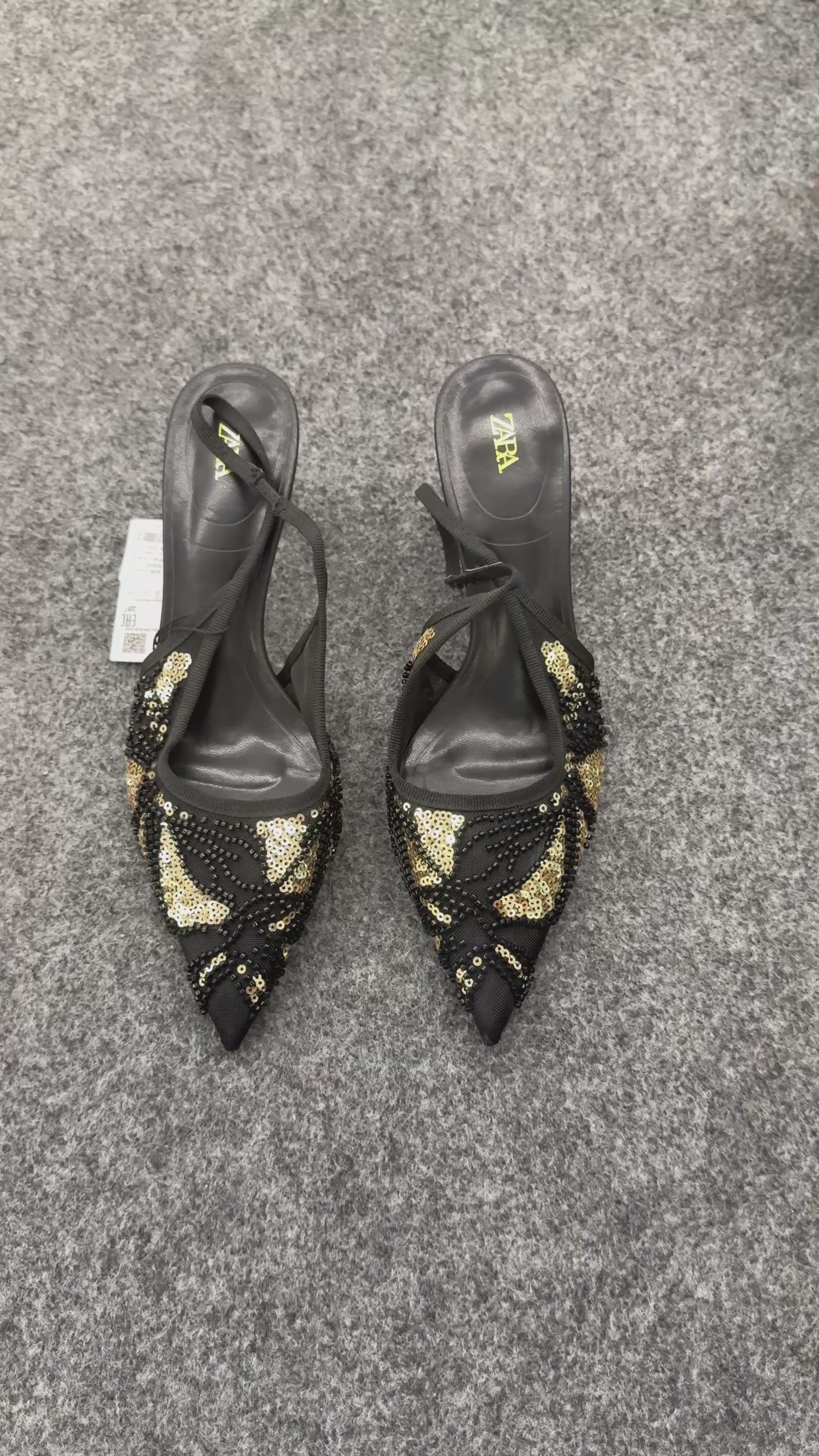 BEADED MESH SLINGBACK HEELS