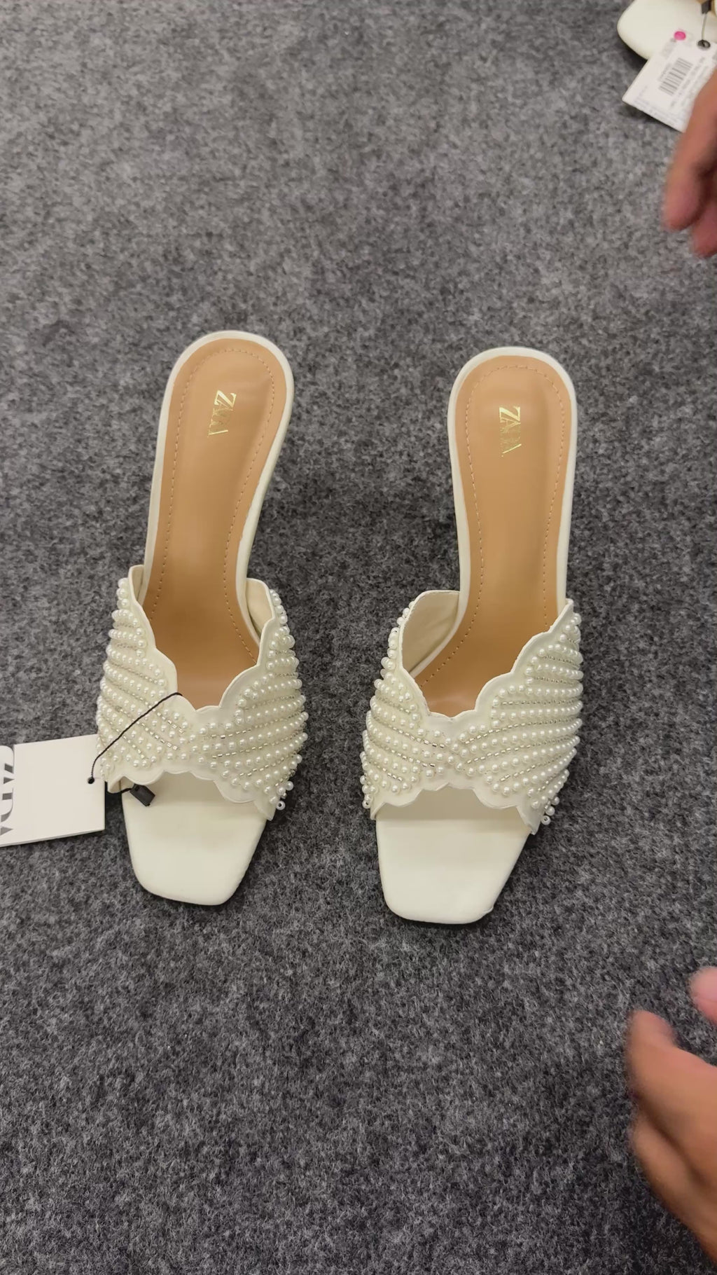 FAUX PEARL BACKLESS HIGH-HEEL SANDALS