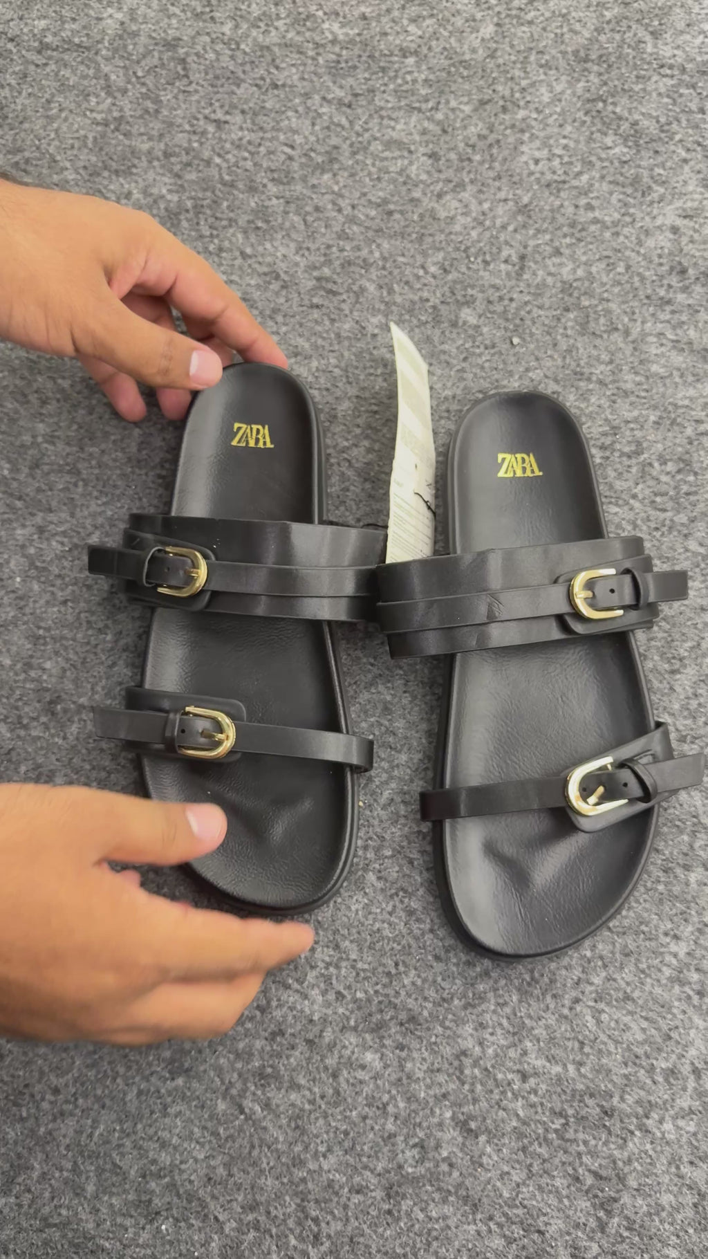 Flat slippers double buckle