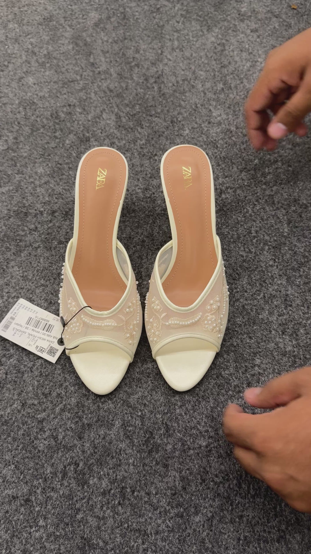 ZARA MESH PEARL SANDALS
