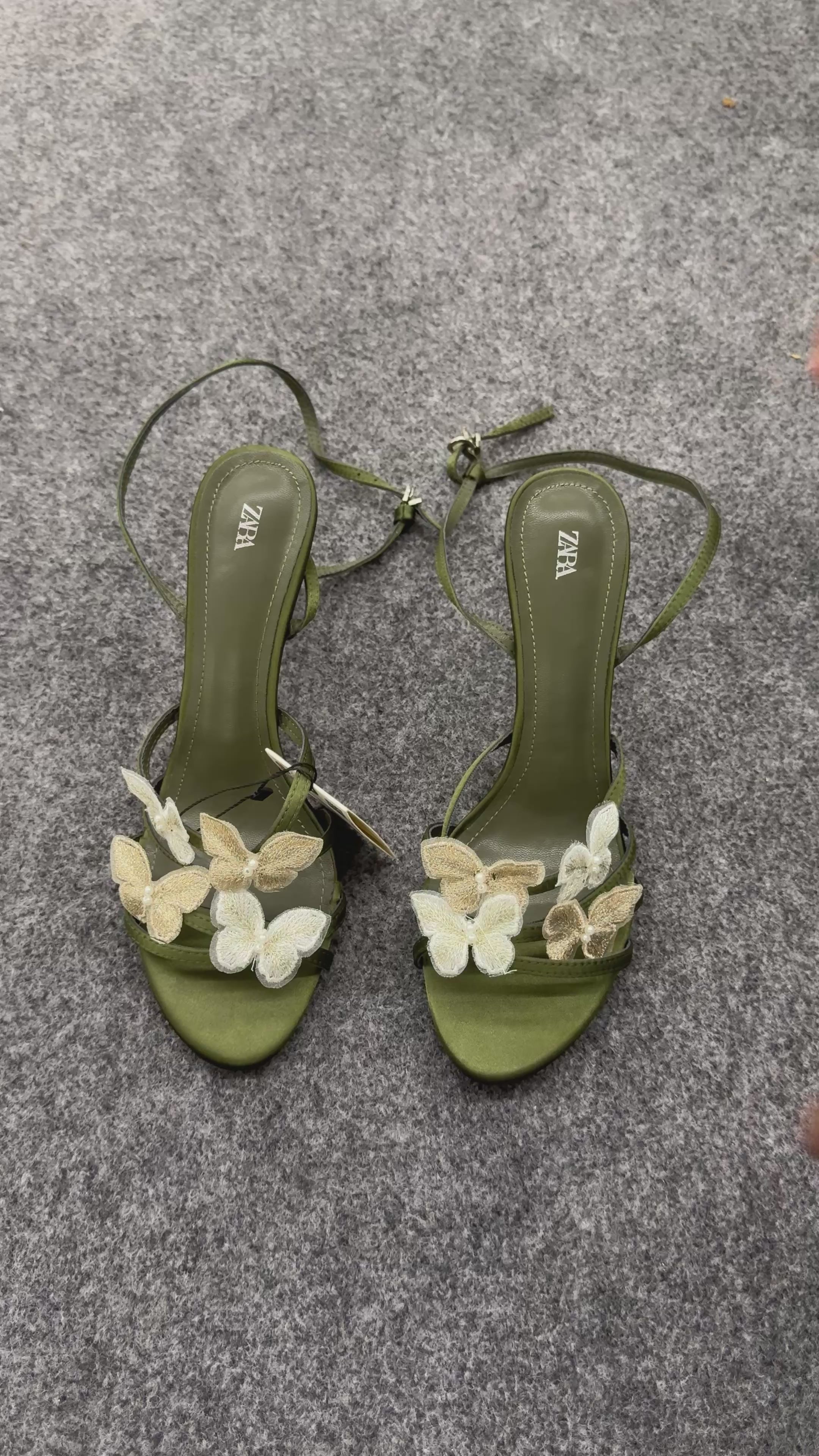 SATIN-EFFECT SANDALS WITH APPLIQUÉS